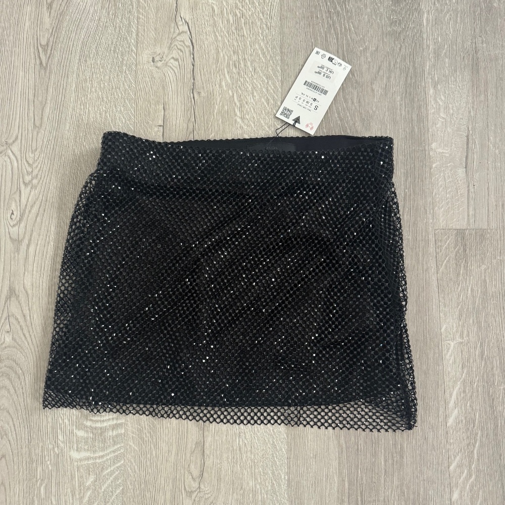 Zara black studded mini skirt